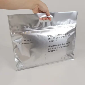 Custom Logo Printed Aluminum Silver Gloss Clothes Packing Waterproof Zipper Bag for Clothing