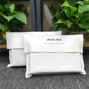 Custom Logo Printed Canvas Flap Gift Luxury Envelope Bag for Dress Handbag Packaging White Cotton Dust Envelope Pouch