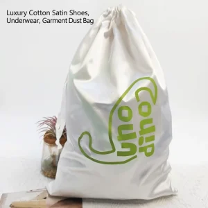 Custom Logo Printed Cotton Satin Gift Bag Drawstring Dust Bag Personalized Shoe Clothes Packaging Silk Pouch OEM