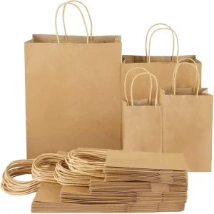 Custom Logo Printed Eco friendly Recycled Kraft Paper Bag for Takeout Food Delivery Offset Printing for Restaurant Promotion