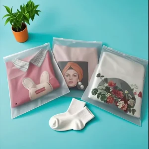 Custom Logo Printed Frosted Zip Lock Bags Clothes Zipper Reusable Plastic Bags