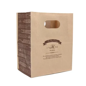 Custom Logo Printed Large Shopping Gift Food Packaging Paper Bag With Cut Out Handle