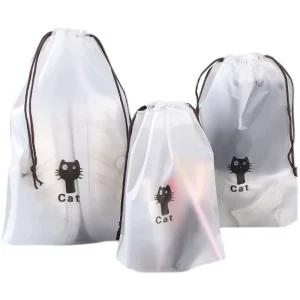 Custom Logo Printed Large Transparent Frosted Drawstring Bag Makeup Draw String Pouch Gift Packaging Bag