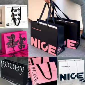 Custom Logo Printed Luxury Paper Gift Bag Packaging Carry Bag with Your Own Logo for Clothes Garments Men Women