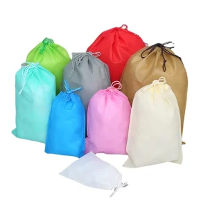 Custom Logo Printed Non Woven Gift Storage Bag Travel Non Woven Black Carrying Dust Shoe Bag Drawstring Packaging Bag