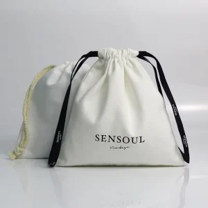 Custom Logo Printed Soft Brushed Cotton Twill Gift Drawstring Packaging Shoe Bag Luxury Cotton Shoe Dust Bag