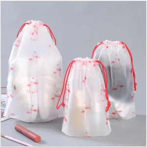 Custom Logo Printed Transparent Frosted Drawstring Bag Makeup Drawstring Pouch Gift Packaging Bag