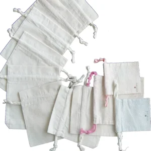 Custom Logo Printing Cotton Dust Pouch Bag Muslin Canvas Organic Cotton Drawstring Bag for Packaging Storage