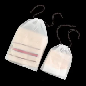 Custom Logo Printing Drawstring Clothing Packing Bags LDPE Plastic Draw String Plastic Packaging Bag