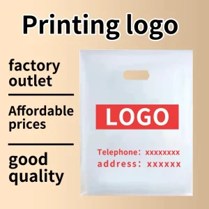 Custom Logo Printing Flat Perforated Bags High Pressure Plastic Handbags Clothing Handheld Die Cut Handle Bag