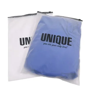 Custom Logo Printing Frosted Zipper Bag with Black Ziplock Clothing Dresses Business Shipping Bags Durable Travel Storage Bag