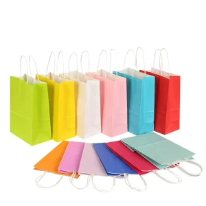 Custom Logo Printing Packaging Kraft Paper Bag with Handle Personalized with Your Own Logo Advertising Boutique Shopping Bag