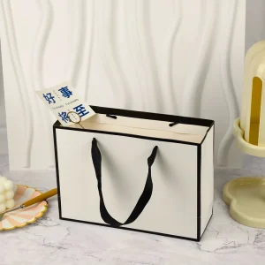 Custom Logo Recyclable Specialty Paper Packaging Bags with Ribbon Handle and UV Printing for Jewelry