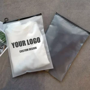 Custom Logo Recycled Reusable Frosted Apparel Ziplock Shipping Clothing Packing Bag Plastic Bags Zipper Poly