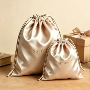 Custom Logo Satin Dustproof Bag Satin Drawstring Storage Bag Personalized Dust Pouch for Jewelry Wigs Shoes Cosmetics