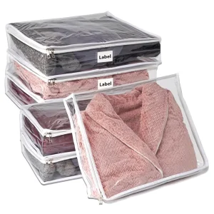 Custom Logo Saving Design PVC Transparent Clear Baby Clothes Blanket Labeled Sheet Organizer Bag Bags With Upgraded Zipper