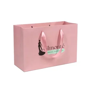 Custom Logo Shoe Boutique Pink Packaging Gift Paper Shopping Bag For Clothes