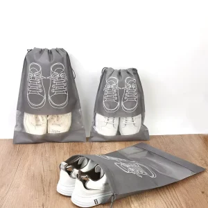 Custom Logo Shoe Organizer Packing Space Saving Storage Bags Non-woven Drawstring Portable Travel Shoes Bag