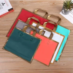 Custom Logo Shoes Plastic Bag Cloth Shoes Packaging Bag Box Packaging With Handle Holding Shopping Die Cut Bag for Shoes Pink
