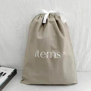 Custom Logo Silk Screen Print Organic Cotton Muslin Double Shopping Canvas Drawstring Pouch Dust Bag For Handbag Shoe