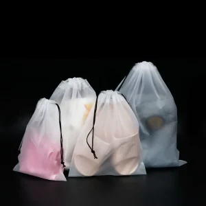 Custom Logo Size Drawstring Gift Bags PEVA Plastic Drawstring Bag