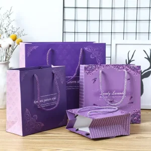 Custom Logo Size Elegant Colorful Packaging Paper Bag Reusable Printing Patterns Logos Packaging Bag with Handle