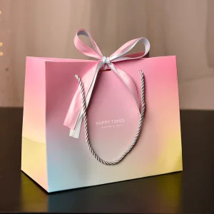 Custom Logo Size Elegant Colorful Packaging Paper Kit Bag Reusable Printing Patterns Logos Packaging Bag with Handle