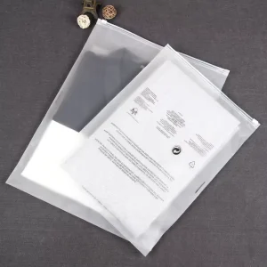 Custom Logo Warnings Frost Zip Lock Plastic T Shirt Packaging EVA Frosted Zipper Bag for Cosmetic Underwear Garment