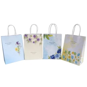 Custom Logo White Kraft Paper Shopping Bags With Handles Eco Friendly Gift Packaging Bag for Retail Boutique Recyclable