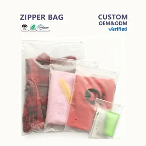 Custom Logo Zipper Top Resealable Plastic Bags with Frosted Finish for Shoes & Clothing Packaging