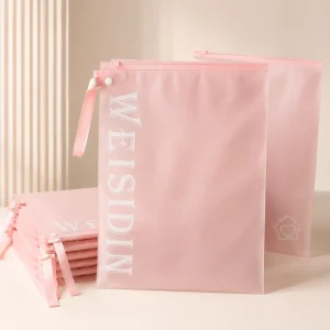 Custom Logo pink Matte Frosted Certified Recycled Compliant Packaging Zipper Bags T Shirt Zip Lock Bag for Clothes