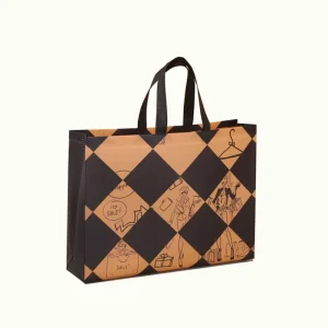 Custom Low MOQ Metallic Laminated pp Non Woven Shopping Bag Gold Non Woven Dress Packaging Tote Bag Advertising Bag