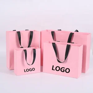 Custom Luxury Purple Shopping Bags Retail Boutique Bags Shopping Clothes Paper Bags With Your Own Logo