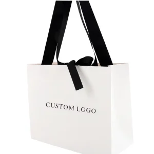 Custom Luxury Shopping Gift Paper Bags Hand Length Handle Offset Printing Carrier Paper Bag with Your Own Logo