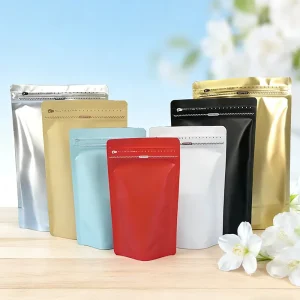 Custom Matte Solid Color Stand Zipper Pouch Resealable Food Grade PE Bags Gravure Printed Coffee Bean Tea Snack Food Packaging