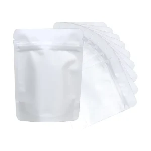 Custom Matte White Doypack Resealable Food Storage Pouches Zip Lock Aluminum Foil Bags Stand Up Pouches Smell Proof