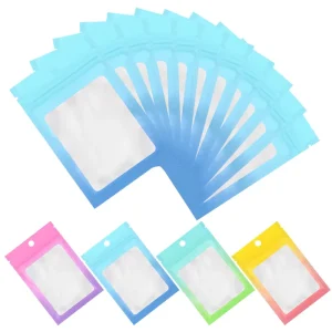 Custom Mini Ziplock Bags Plastic Aluminated Mylar with Foil Windows for Necklaces Packaging Low MOQ