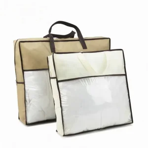 Custom Modern Waterproof Transparent PVC Quilt Duvet Pillow Bags Bedding Storage Bags with Handle and Zipper for Household Use