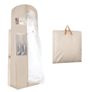 Custom Non Woven Tote Foldable Washable White Garment Bag Reusable Wedding Dress Storage Clear Window Waterproof Eco friendly