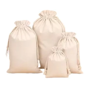Custom Organic Cotton Drawstring Pouch Bag Eco Friendly Canvas Jewelry Gift Packaging for Daily Storage for Storage Organization