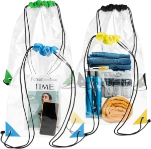 Custom PE Waterproof Drawstring Packaging Bags with Printing for Clothes and Shoes Gift Craft Use