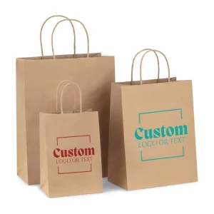 Custom Packaging Environmental protection Customized Design Various Sizes Packaging Bag Alphabet Printing Kraft Paper Bags with Handles