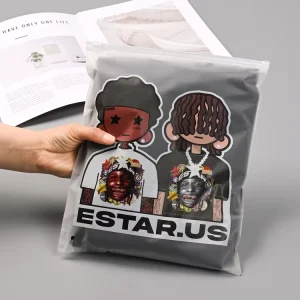 Custom Packaging Printed Logo T-Shirt Zip Lock Clear Frosted Ziplock Plastic Zipper Clothing Bags