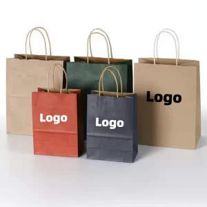 Custom Packaging Recyclable Customized Take Away Food Bag Brown Kraft Paper Bags Shopping Bag