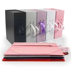 Custom Paper Box Luxury Flip Top Magnetic Clothing Packaging Foldable Luxury Jewelry Perfume Gift Box Ribbon Made Paper Foil
