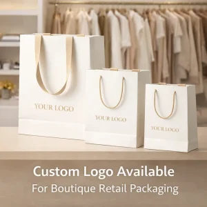 Custom Paper Shopping Bags With Logo For Boutique Retail Packaging Printed Carrier Bags With Handles