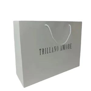 Custom Personalized Print logo Eco-Friendly Personalized With Black logo 43x32x14cm Gift Bag Shopping White Cardboard Paper Bags