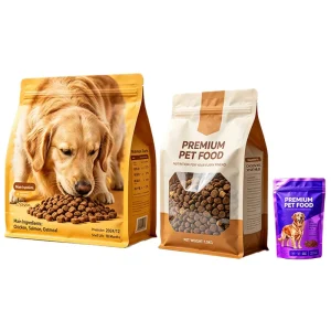 Custom Pet Food Packaging Stand up Pouch Bopp Digital Print Pet Food Bag Quad Seal Flat Bottom Pet Food Bag