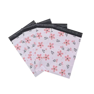 Custom Pink Floral Printed Poly Mailer Biodegradable Self Seal Clothing Shipping Bags for Boutique Apparel Packaging