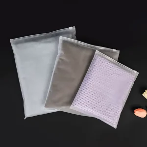 Custom Plastic Poly Clothing Matte frosted Zipper Bag for Clothes Packaging
